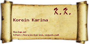 Korein Karina névjegykártya